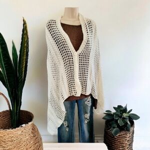 Winter white open weave Hippie poncho  one size